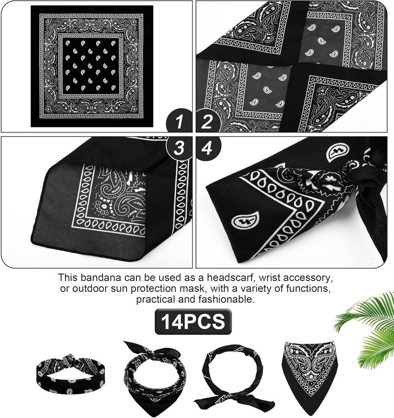 YSense 14 pieces Bandanas Paisley Print Novelty Headband Cowboy Headwraps Scarfs Hair Head Bandana for Women Men Boy Girl - Image 3